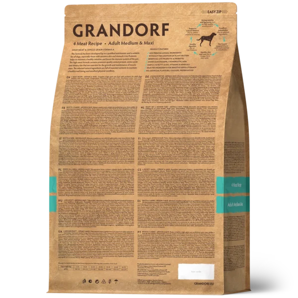 Grandorf - Glutenvrij 4 Vlees - Adult Medium & Maxi