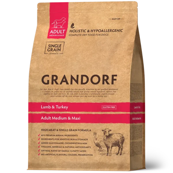 adult medium en maxi lam en kalkoen Grandorf - Lam & Kalkoen - Adult Medium & Maxi