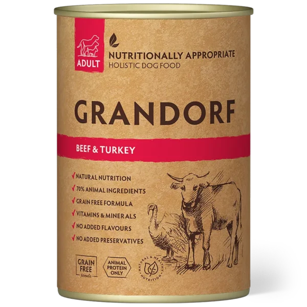 rund en kalkoen adult blik Grandorf - Rund & Kalkoen - Adult - 400 gram