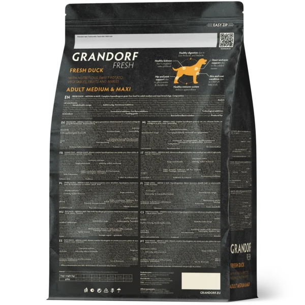 verse eend adult medium en maxi 1 Grandorf - Graanvrij Verse Eend - Adult Medium & Maxi